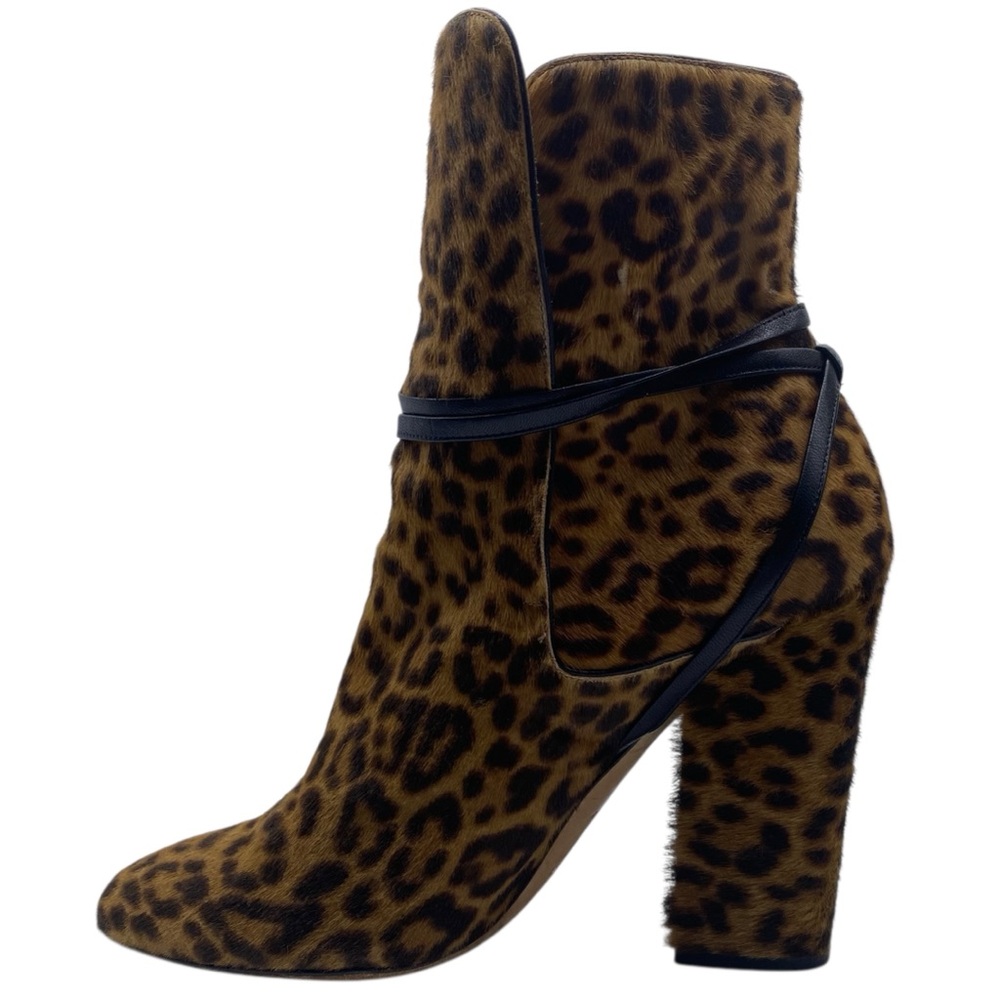 Sergio Rossi Womens Shoes Leopard Heeled Boots Sz 11 Leather Calf Hair Italy - Picture 7 of 12
